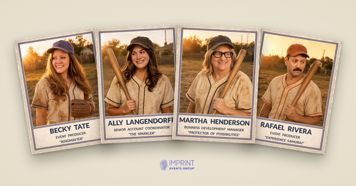 A collection of employee trading cards that feature their image and some personal details